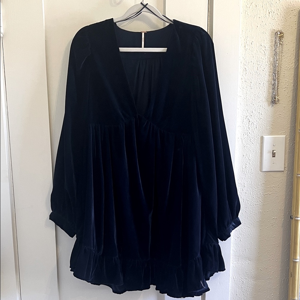 Free People Navy Velvet dress